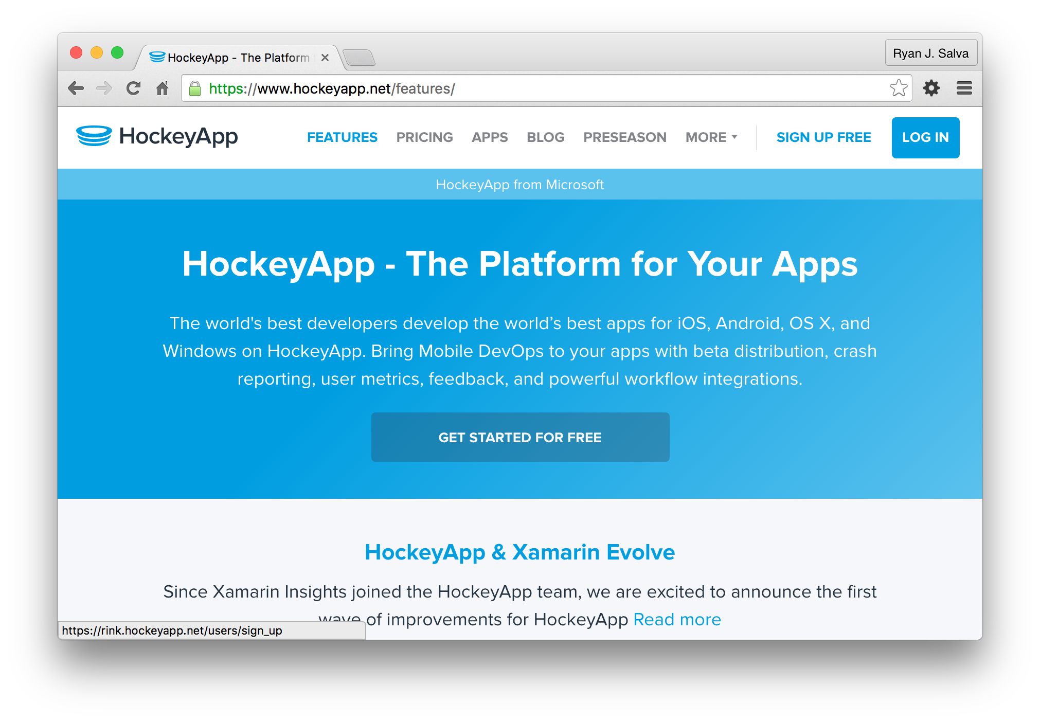 Signup for a HockeyApp account